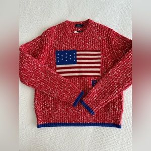 NWT RALPH LAUREN FLAG SWEATER, SIZE SMALL